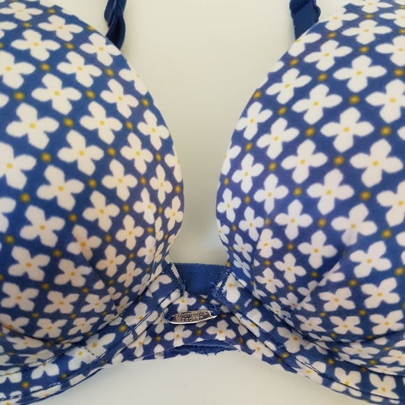 Victoria's Secret Fabulous Plunge Floral Design Blue White Color Sz 34B - Picture 3 of 8